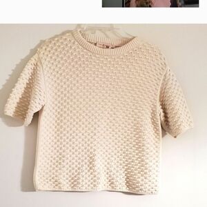 TORY BURCH COTTON CREAM TOP WITH BALLS ...SIZE XS